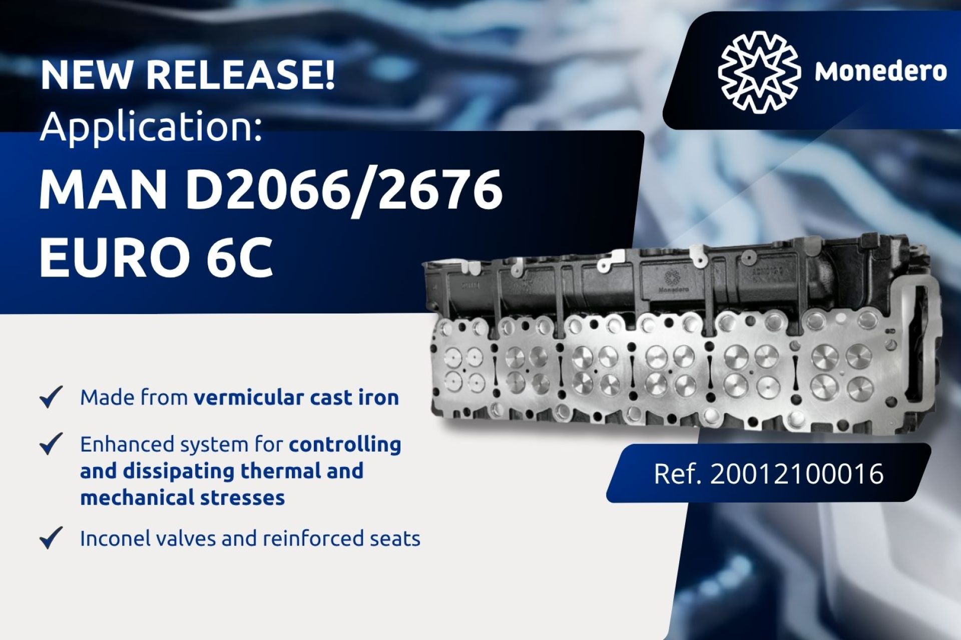CYLINDER HEAD FOR MAN D2066/2676 EURO 6C APPLICATION!